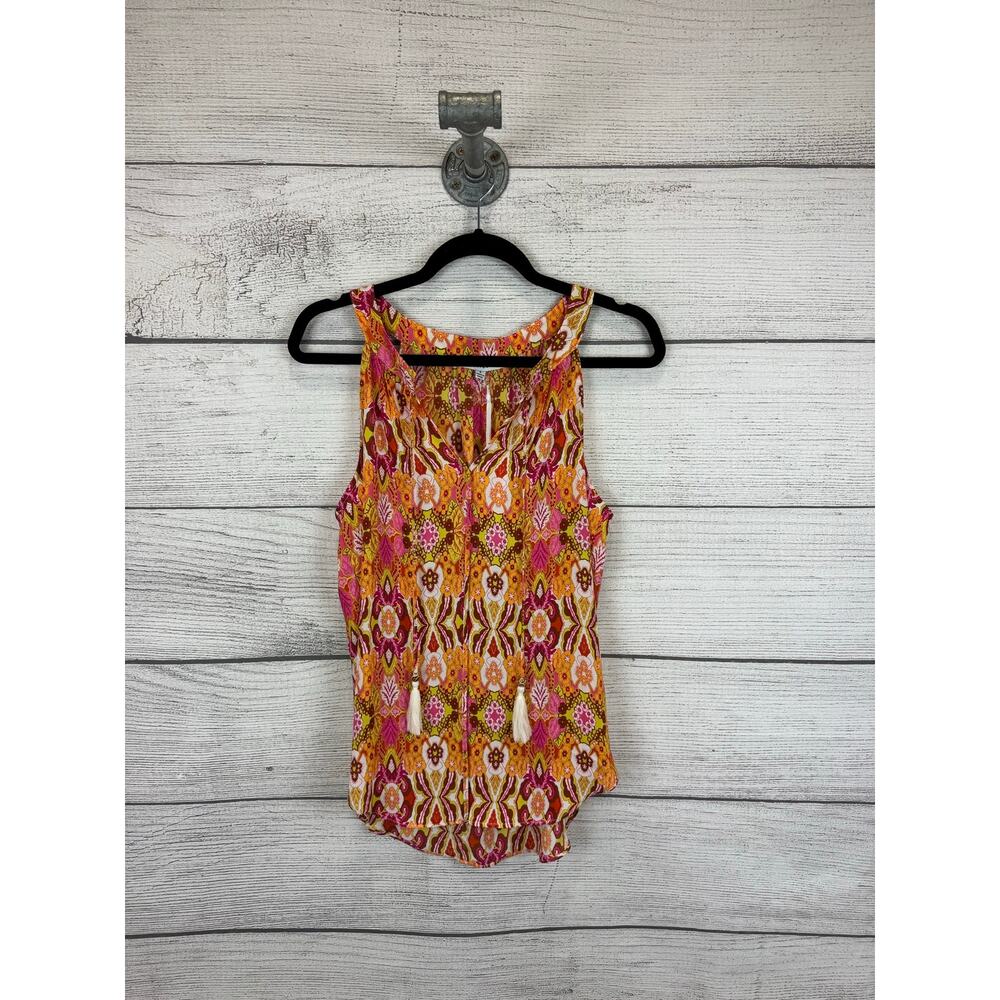 Rose + Olive Women's Pink & Orange Floral Sleeveless Top Size Small